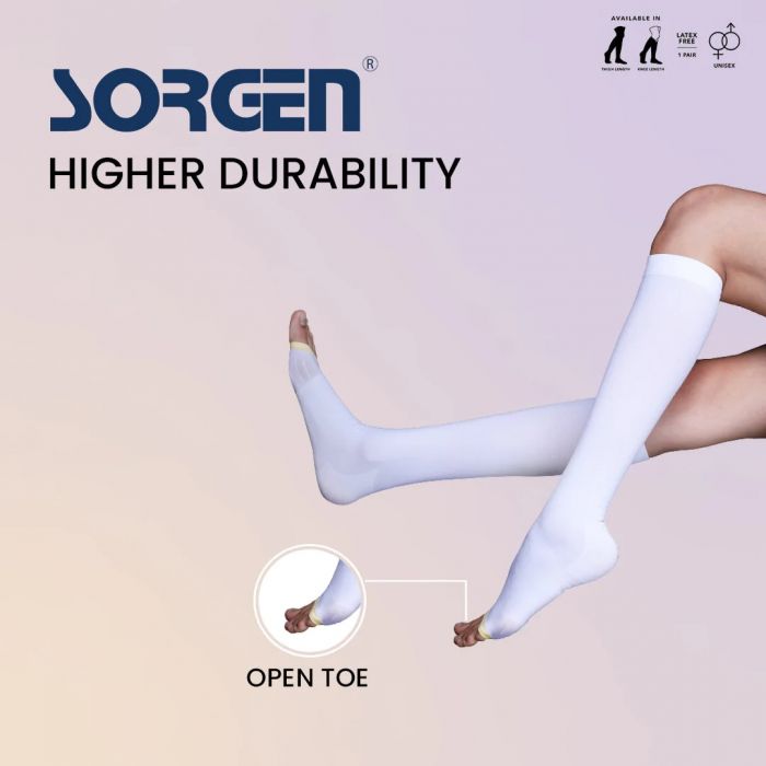 Sorgen Below Knee Anti Embolism DVT Stockings, (XXLarge), White, 1 Pair
