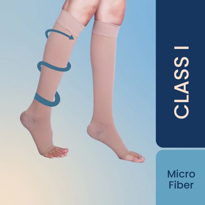 Sorgen Royale (Microfiber) Extra Soft Superior Fabric Medical Compression Stockings for Varicose Veins Class 1 Knee Length in Eco-Friendly Zip Pouch. (Small)