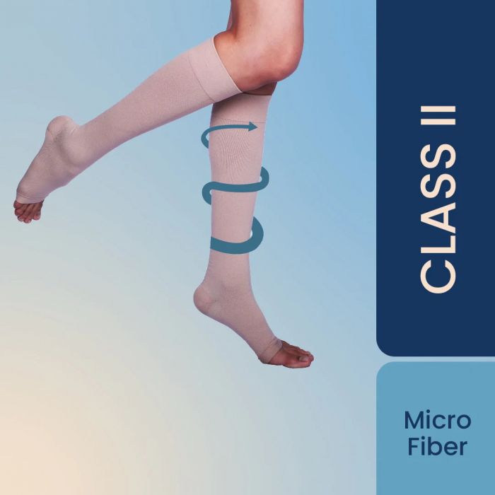 Sorgen Royale (Microfiber) Extra Soft Superior Fabric Medical Compression Stockings for Varicose Veins Class 2 Knee Length in Eco-Friendly Zip Pouch. (Medium)