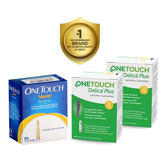 OneTouch Verio Strip Value Pack - 1 pack of 50 Test Strip + 2 Packs of OneTouch Delica Plus Lancet 25s | Virtually Pain Free Testing