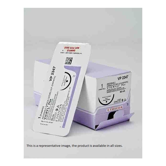 VP2319-1/2 Circle Tapercut V-34 OB, 1, 36 mm, VICRYL PLUS Violet Braided Antibacterial 90 cm