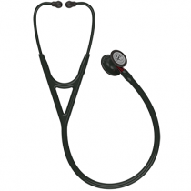 Littmann Cardiology IV Diagnostic Stethoscope, Black-Finish Chestpiece, Black Tube, Red Stem and Black Headset, 27 inch, 6200
