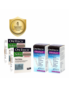 OneTouch Select Test Strips 100s Pack + 2 * 25's  OneTouch Ultrasoft Lancets