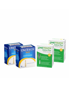 OneTouch Verio Strip Value Pack - 2 pack of 50 Test Strip + 2 Packs of OneTouch Delica Plus Lancet 25s | Virtually Pain Free Testing