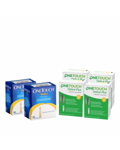 OneTouch Verio Test Strip Value pack - 2 pack of 50s + 4 packs of OneTouch Delica plus Lancet 25s | Virtually Painfree Testing 