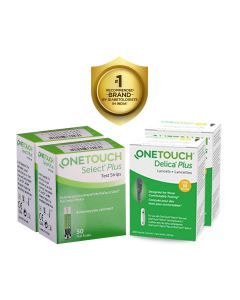 OneTouch Select Plus Test Strips 100s Pack + 2 * 25's  OneTouch Delica plus lancets