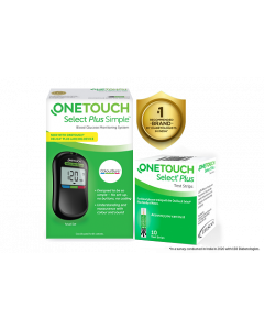 OneTouch Select Plus Simple Glucometer (FREE 10 strips + lancing device + 10 lancets)