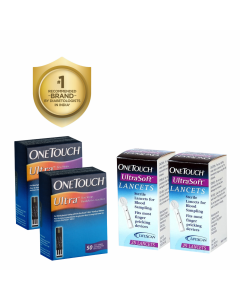 OneTouch Ultra Test Strips 100s Pack + 2 * 25's  OneTouch Ultrasoft Lancets