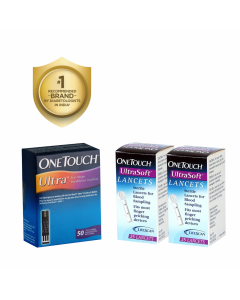 OneTouch Ultra Test Strips 50s Pack + 2 * 25's  OneTouch Ultrasoft Lancets