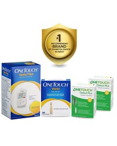 OneTouch Verio Flex Blood Glucose Monitor Value-Pack (Free:10 strips + 10 lancets + 1 Lancing device) + 50 strip pack + 2 packs of 25 lancets | Bluetooth Connected Device for Managing Diabetes