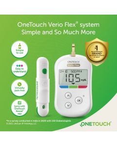 OneTouch Verio Flex Blood Glucose Monitor Value-Pack (Free:10 strips + 10 lancets + 1 Lancing device) + 50 strip pack + 2 packs of 25 lancets | Bluetooth Connected Device for Managing Diabetes